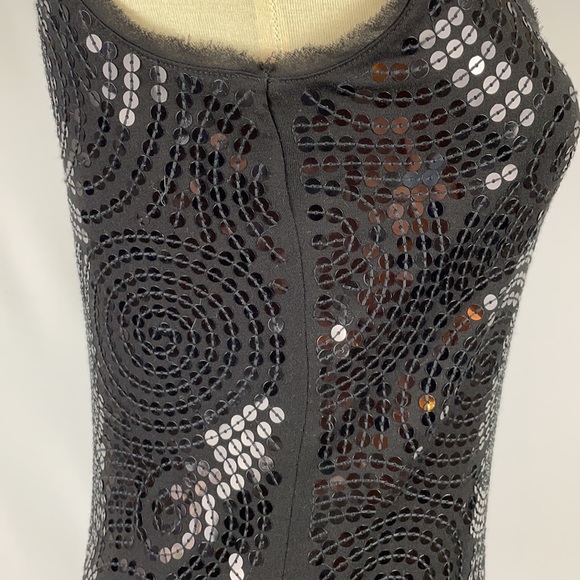 White House Black Market Lined Black Sequin Circle/Swirl Tank Top - Size XS - Picture 12 of 15